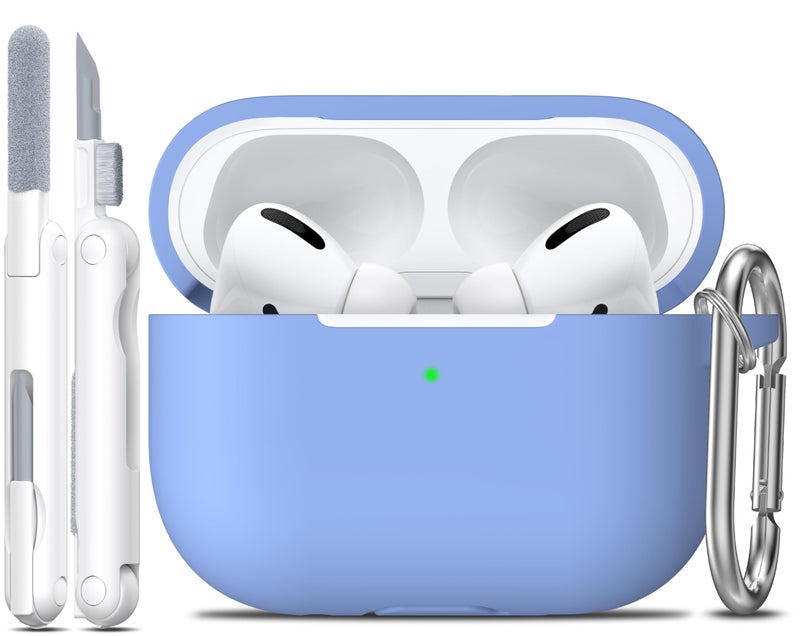 R-fun for AirPods Pro 2nd/1st Generation Case with Cleaner Kit,Soft Silicone Protective Case Cover for Apple AirPod Pro 2/1 for Women Men,AirPods Pro Case Accessories with Keychain,Blue Gray - Image 1